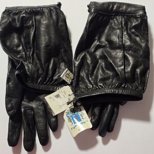 Long Black Leather Opera Gloves